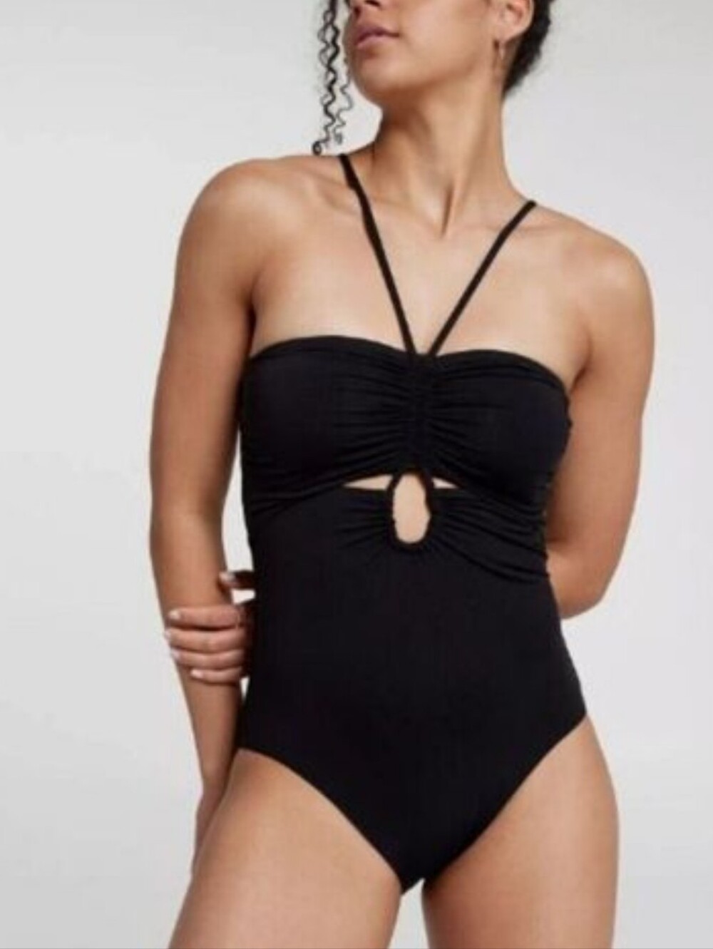 Calia Shirred Cut Out One-Piece with Front Keyhole